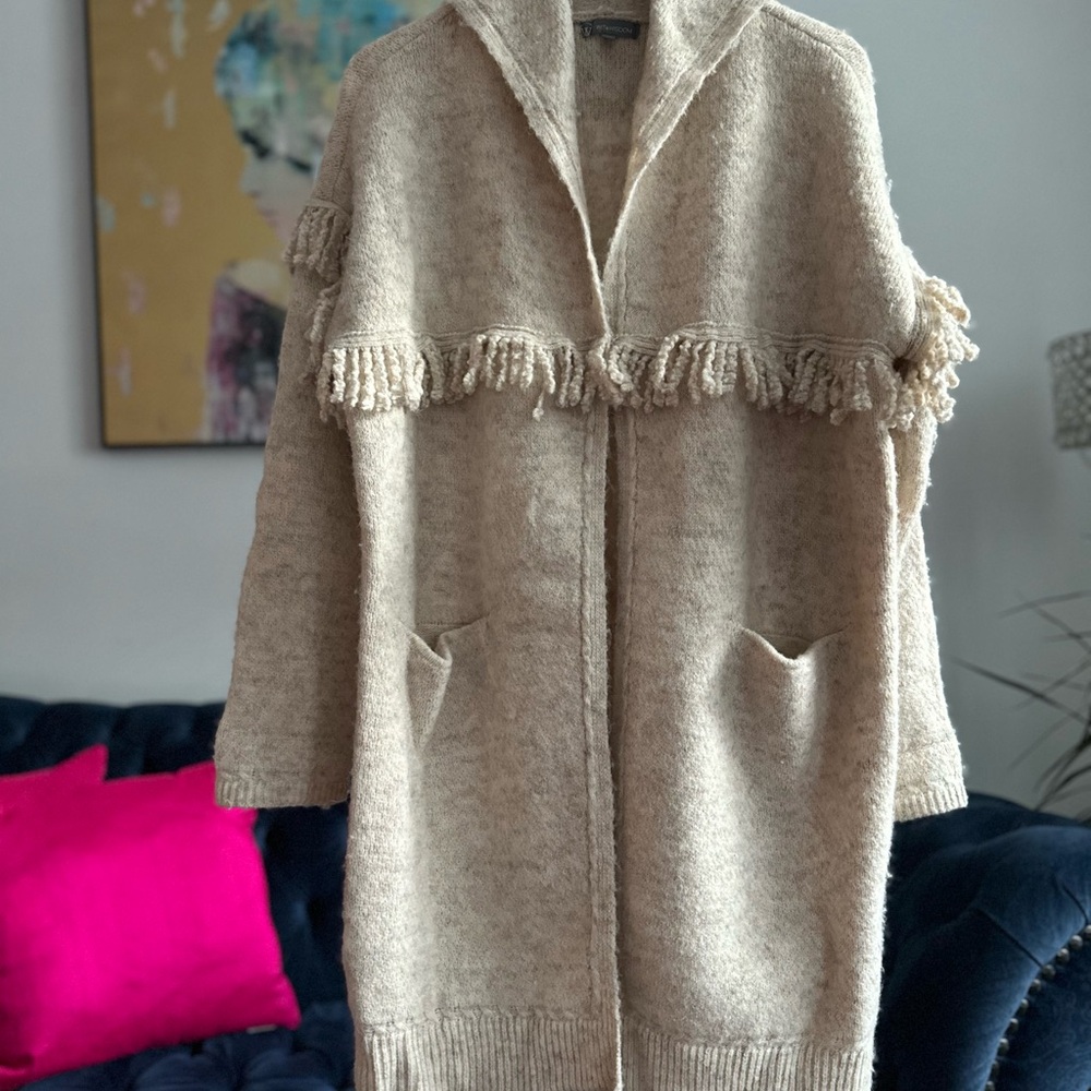 Cozy Cream Sweater with Fringe NWOT